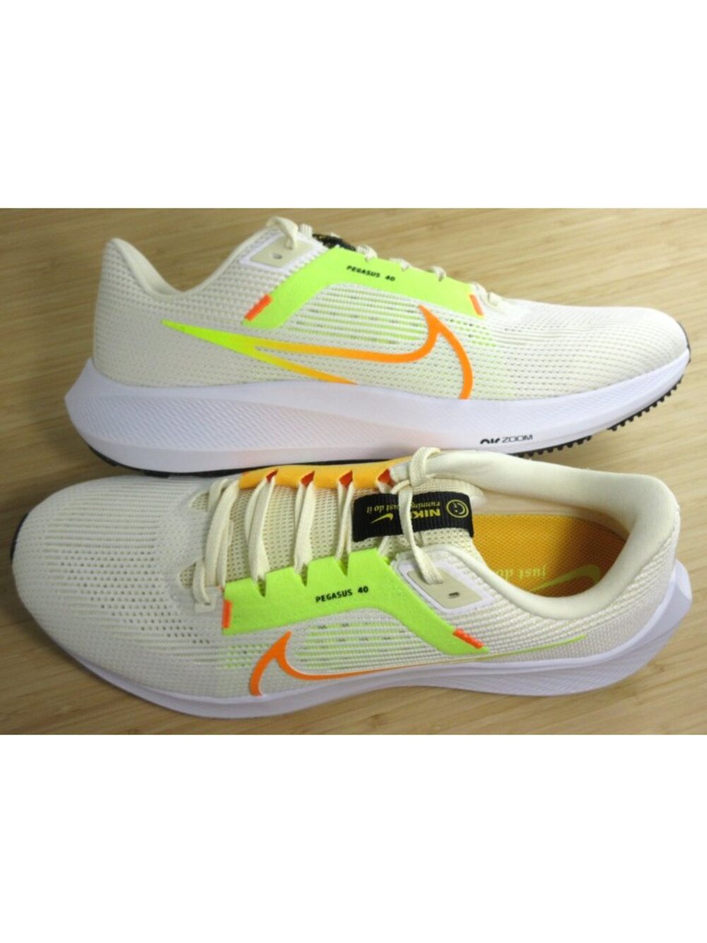Nike Men's Air Zoom Pegasus 40 Running Shoes White Coconut Milk Lime Size 12 NEW - Picture 6 of 6